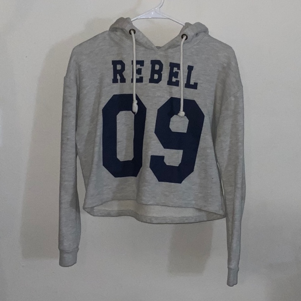 Grey Crop Hoodie